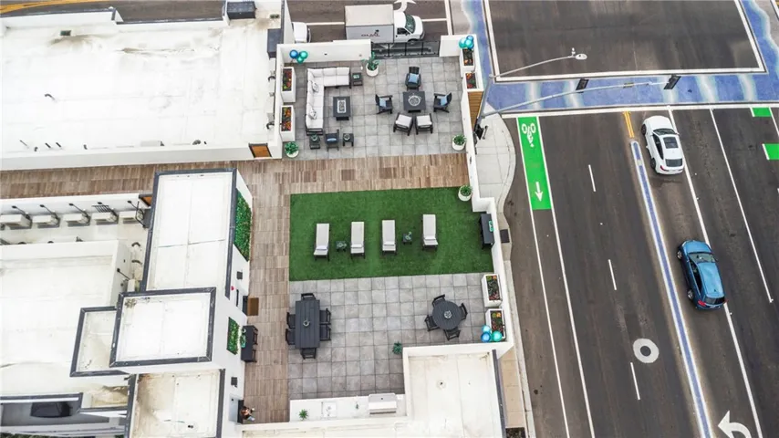 Aerial photo of shared rooftop and street
