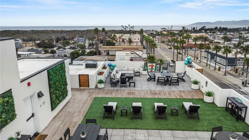 Aerial photo of shared rooftop deck