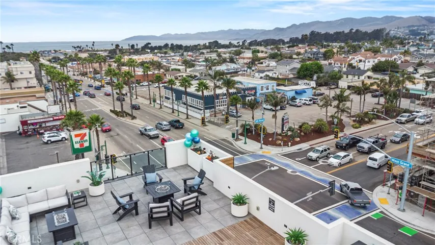 Aerial photo over shared rooftop deck