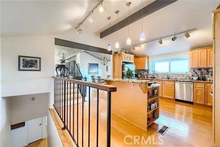 Stairs down to bedrooms