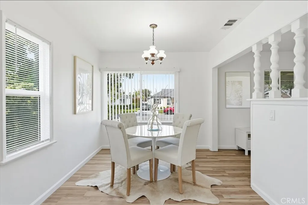 Shot from kitchen to dining area
