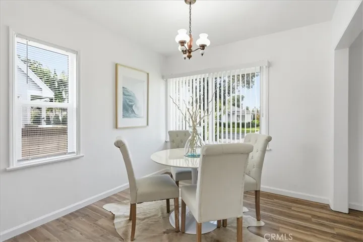Dining area with view of front yard
