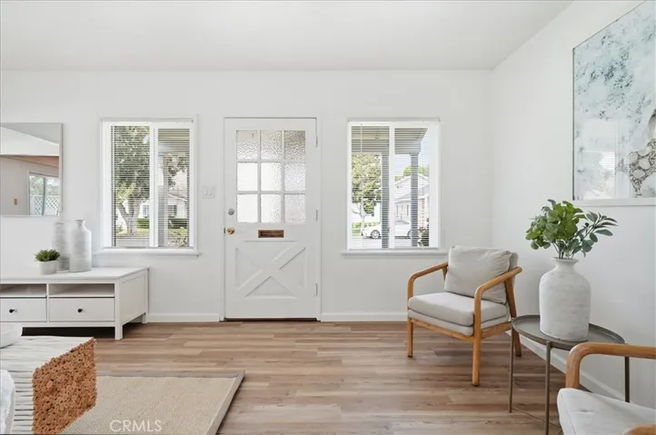 View of front door from hall doorway