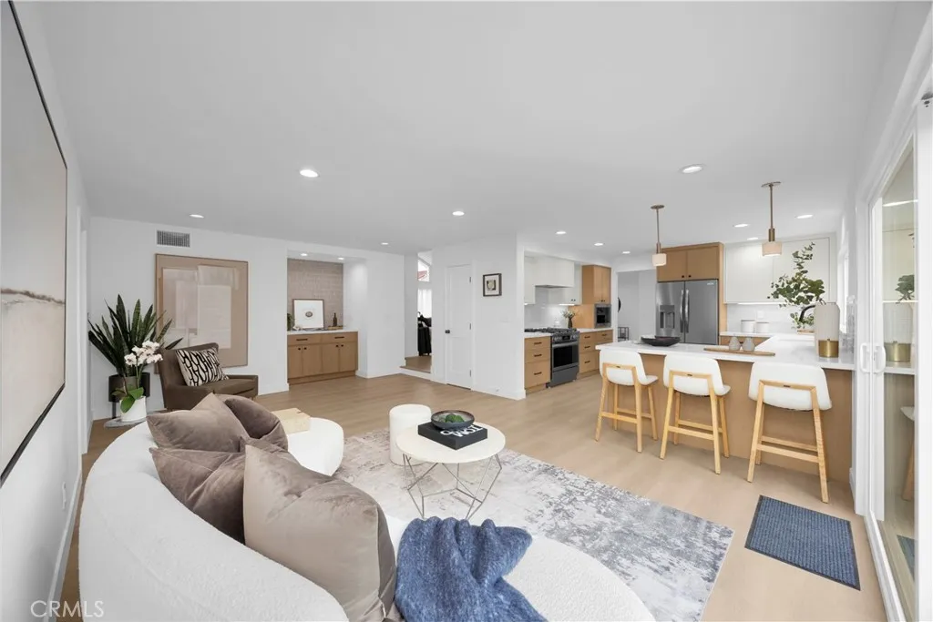 Another view of the family room and kitchen