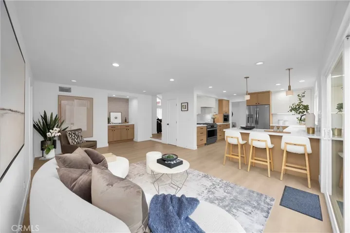 Another view of the family room and kitchen