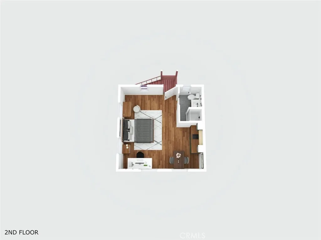 AI Furnished 3D Floorplan. Second floor recreation room.