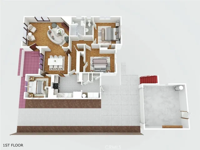 AI Furnished 3D Floorplan. First Floor