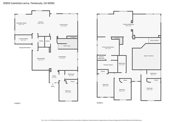 Floor plans; provided by photographer; representative ONLY
