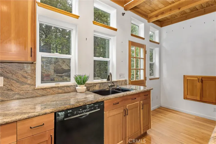 View of boulders and trees from the kitchen windows
