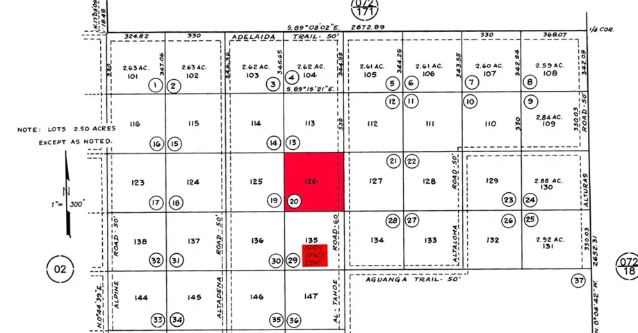 County Tax Map NOTE OPEN SPACE EASEMENT = NO NEIGHBOR ON SOUTH OF YOUR LOT.