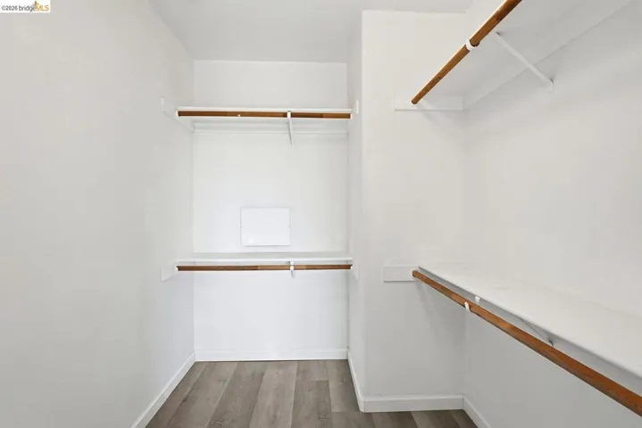 walk in closet featuring dark wood-style floors