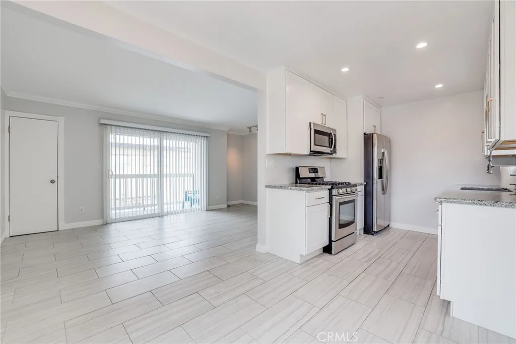 View from dining area into kitchen