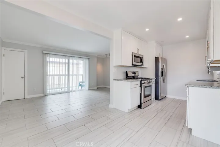 View from dining area into kitchen