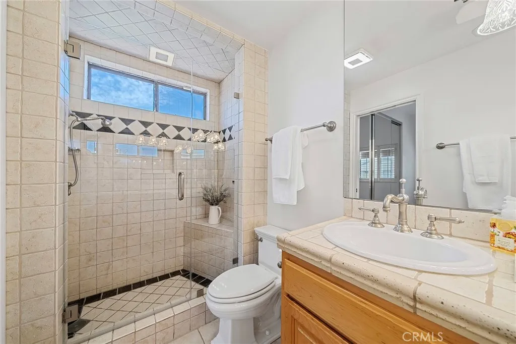 Hugh wall-in shower in main bathroom.