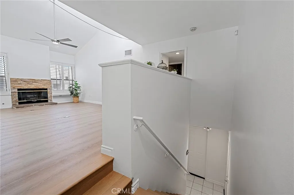 Stairs to garage with direct access and to the front door.