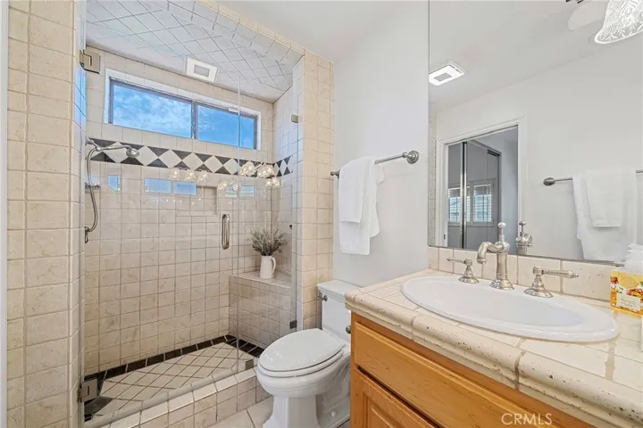 Hugh wall-in shower in main bathroom.