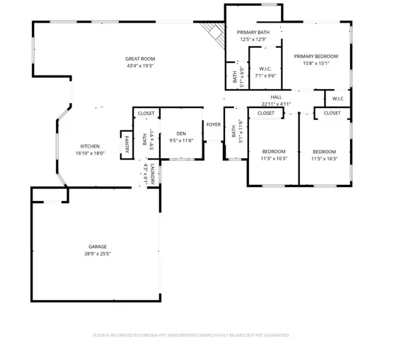 Floor Plan with Approximate Measurements - 
Not Guaranteed