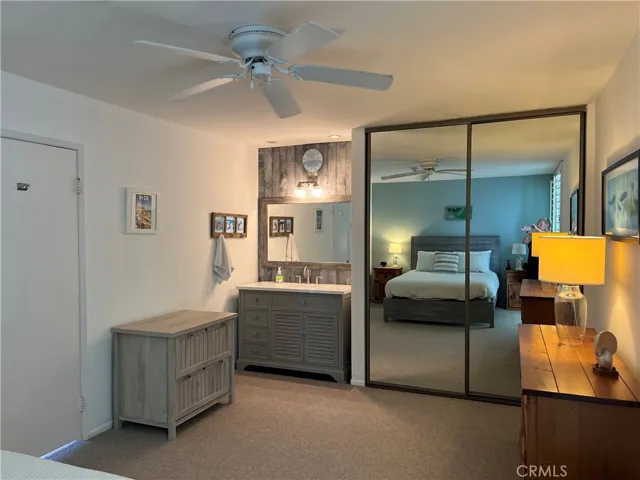 spacious room, closet and vanity.