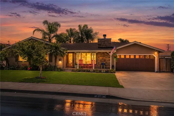 Front of property at sunset