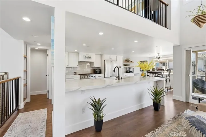 Kitchen flows to living space