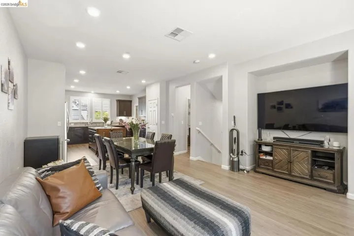 living room featuring light wood-style floors and recessed lighting