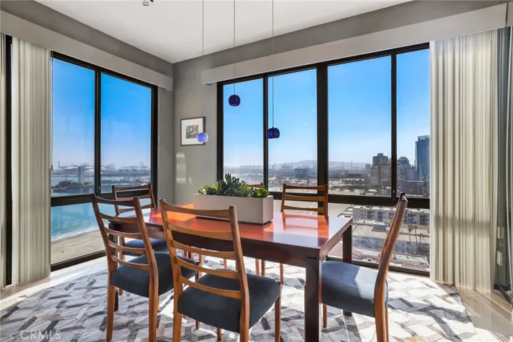 The full length windows make a meal at the dining room table a relaxing experience