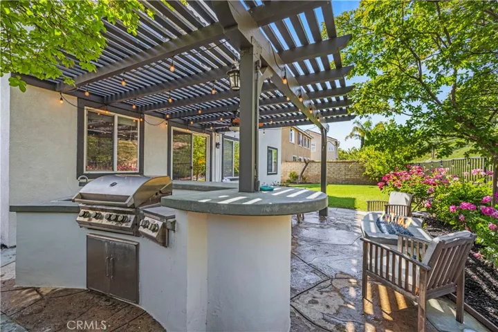 built in bbq and seating