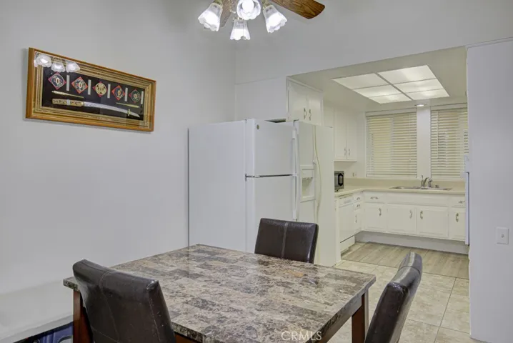 View of the kitchen from the dining area.