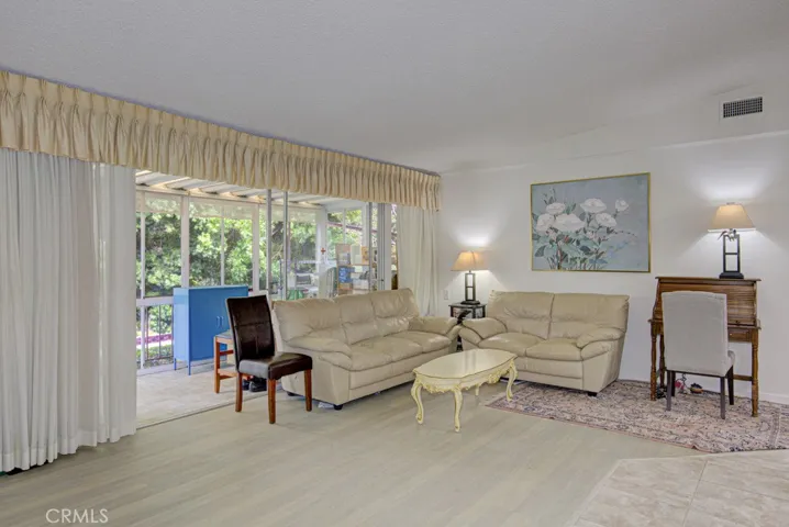 View of the living room from the front door.