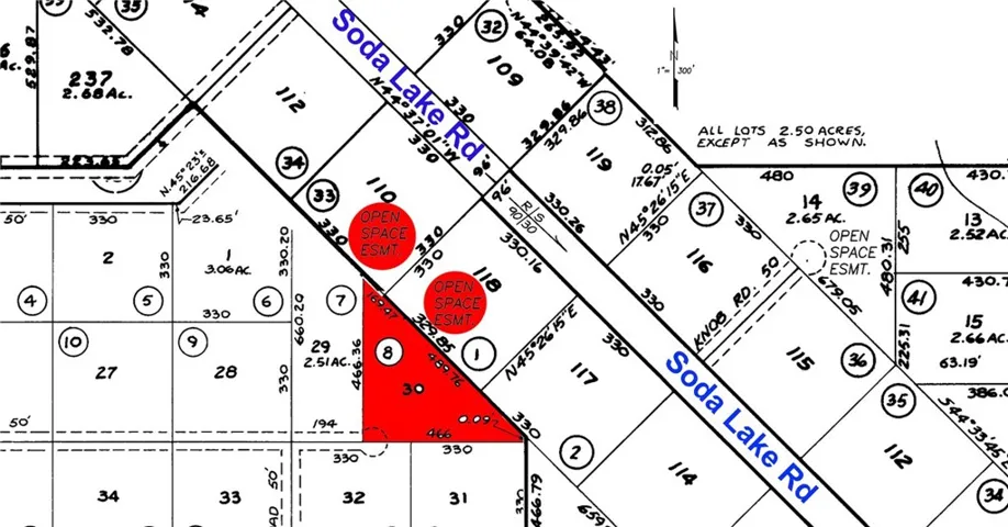 SLO Tax Map showing 2 UNBUILDABLE NEIGHBORS LOTS OPEN SPACE EASEMENT