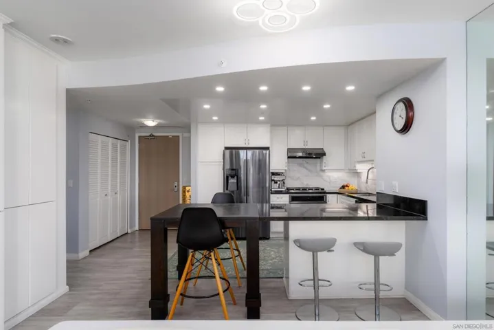 Looking towards the entry door from the family room