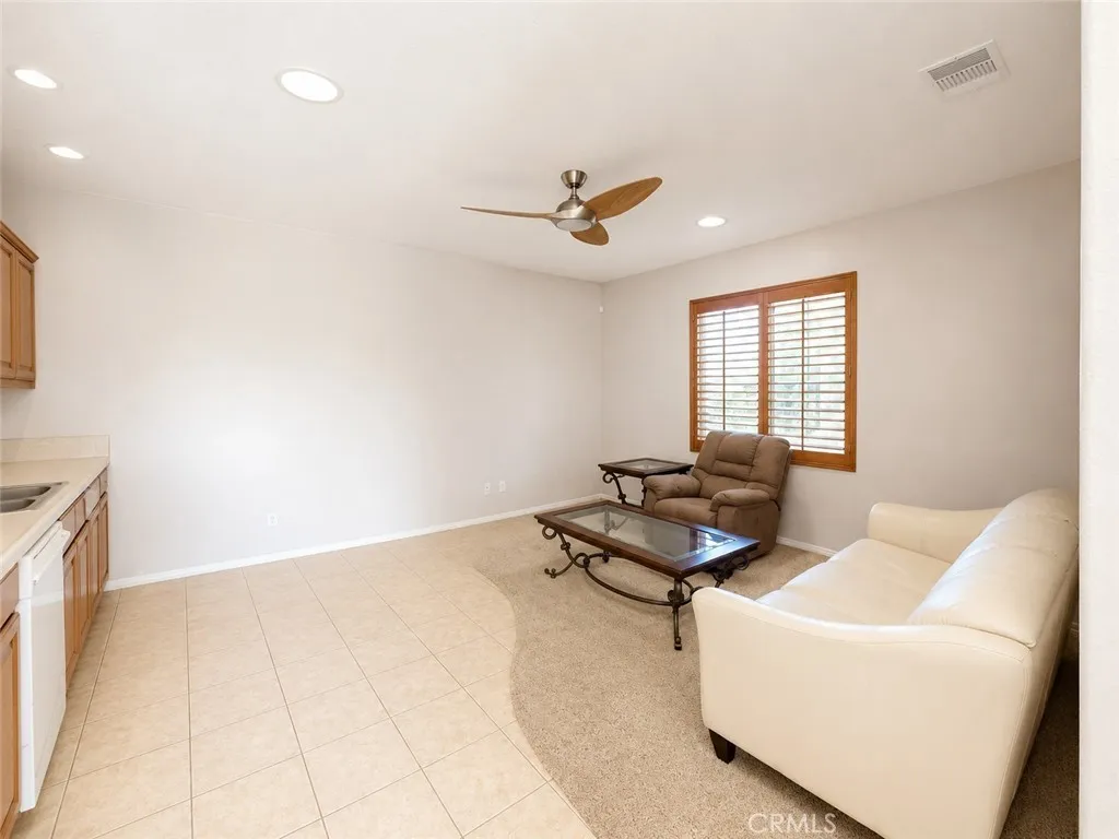Guess house living room and kitchen area