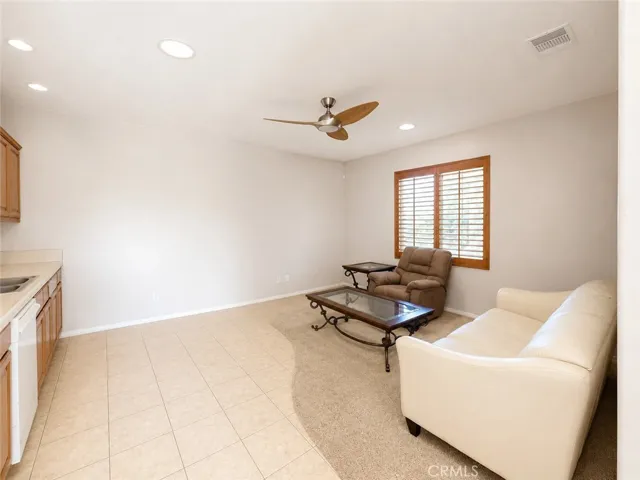 Guess house living room and kitchen area