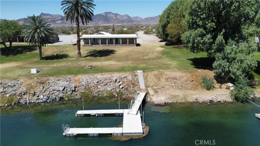 Aerial view facing the front of the lot from the river