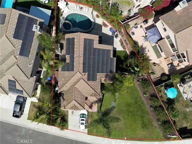 Drone image showing oversized solar systerm