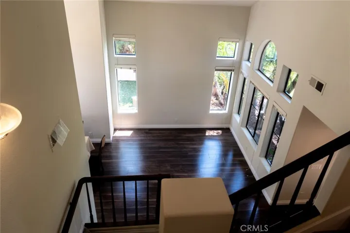 View of living room from stairs