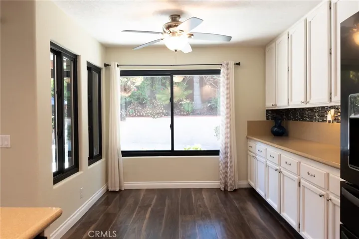 Kitchen dining area with ceiling fan