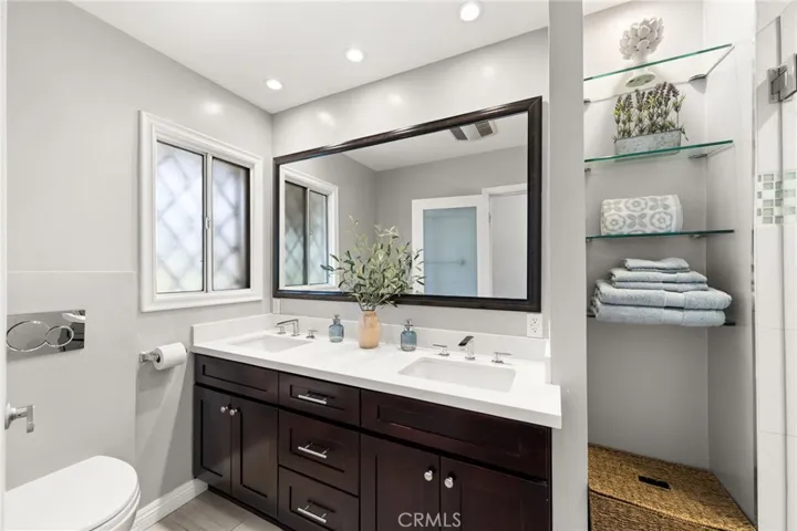 Front guest bathroom with floating toilet