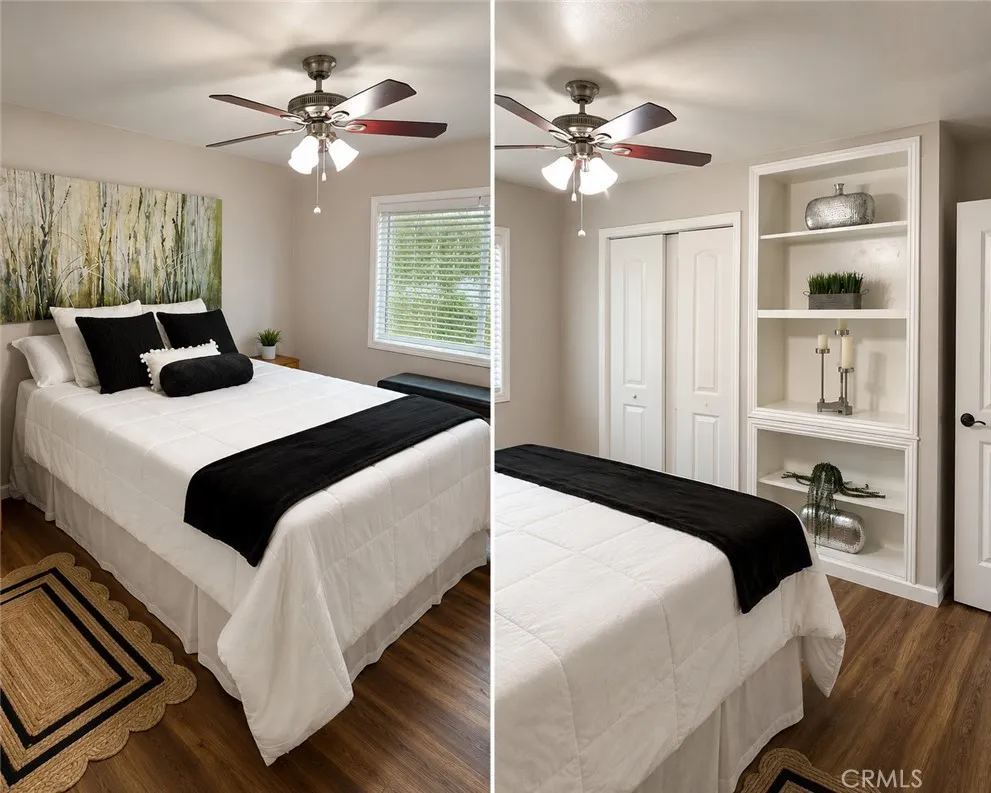 Main House Bedroom with new paint, fan and window