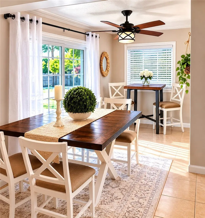 Dining room with new windows paint and slider
