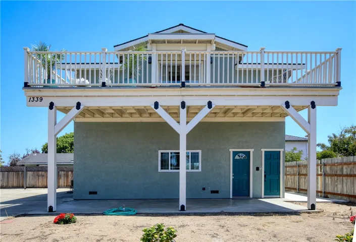 View from the street. The lower level is the oversized garage with two RV doors! and the second level is the one bedroom 1 bath ADU