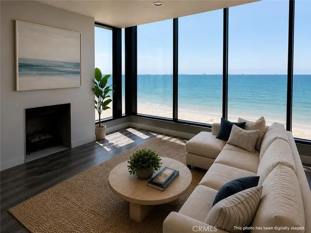 Living room alternative view with digital staging