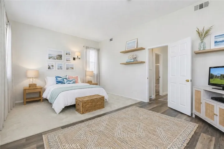 Virtually staged/reimagined primary bedroom