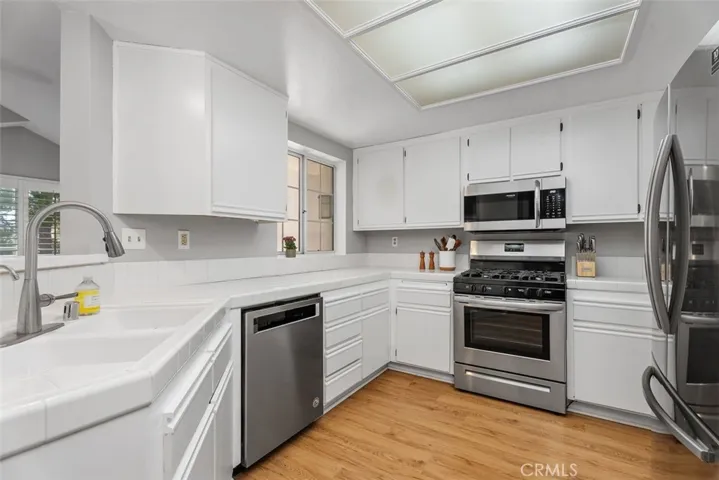 The kitchen area is open to the living room