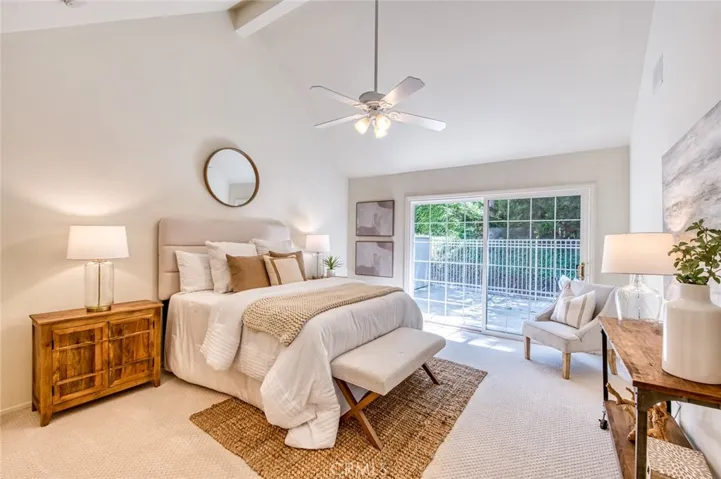Primary suite with vaulted ceilings
