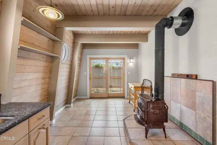 Dining Area with Pot Belly Stove
