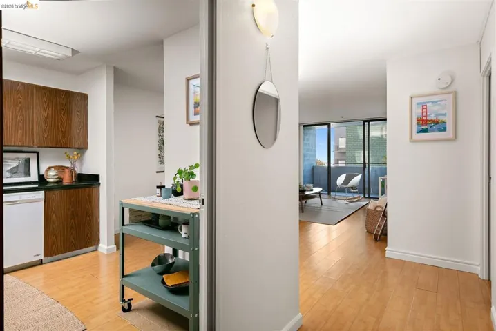 Wood-finish flooring throughout the main living areas