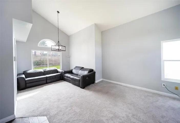 Living room with high ceilings