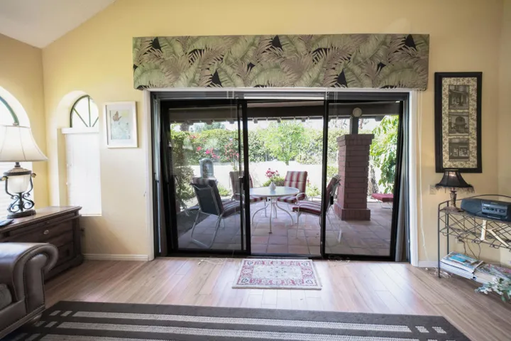Glass Doors Open to Patio