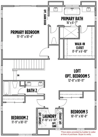 Floor plans provided by builder to seller at time of purchase. Buyer to verify.